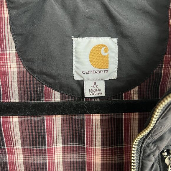 Vintage Carhartt Women's Quilted Vest Corduroy Collar Plaid Flannel Lining - Picture 6 of 7